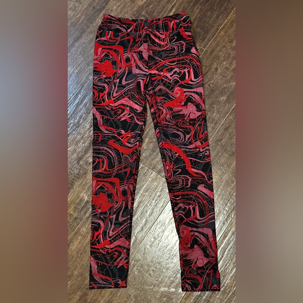 LuLaRoe Leggings Black Red Pink Girls L/XL